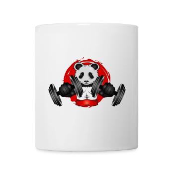 Bodybuilder Panda Bär mit Kurzhantel im Gym Patch - Tasse - Weiß - Vorne