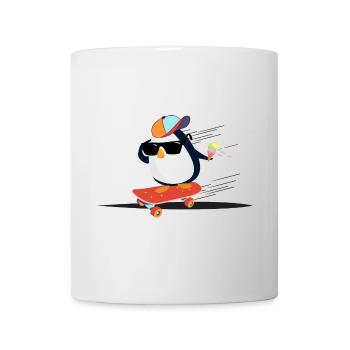 Cooler Pinguin auf Skateboard - Tasse - Weiß - Vorne