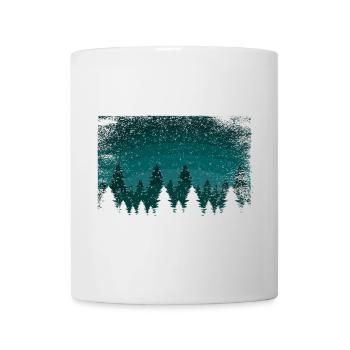 Schneefall Tannen | snowland with transparent area - Tasse - Weiß - Vorne