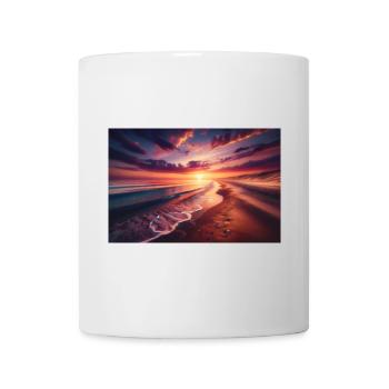 Poster Gemälde Sonnenuntergang am Strand - Tasse - Weiß - Vorne