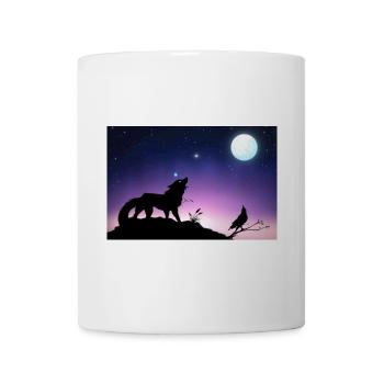 Loup Stellaire et Corbeau sous la Lune - Poster - Mug blanc - blanc - Devant
