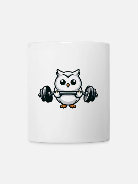 Snowy Owl Haltérophilie Haltère Fitness Workout - Mug blanc - blanc