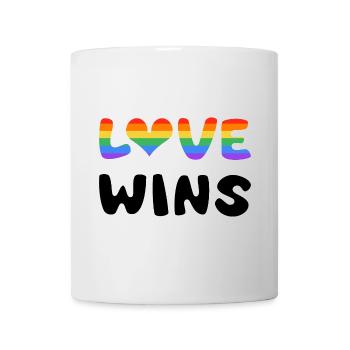 Love wins in rainbow design - Mug - white - Front