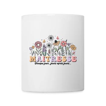 Maîtresse d'école motif floral fleur cadeau groovy - Mug blanc - blanc - Devant