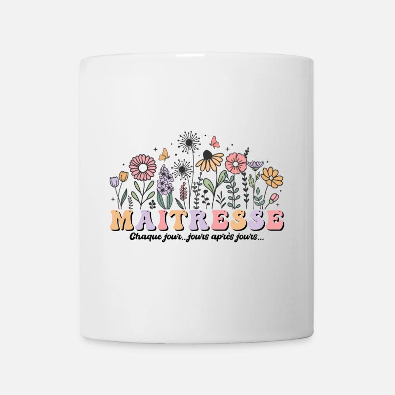 Maîtresse d'école motif floral fleur cadeau groovy - Mug blanc - blanc