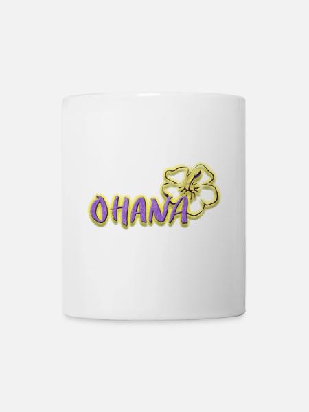 Ohana Hibiscus Flowers Neon Purple Logo - Mug - white