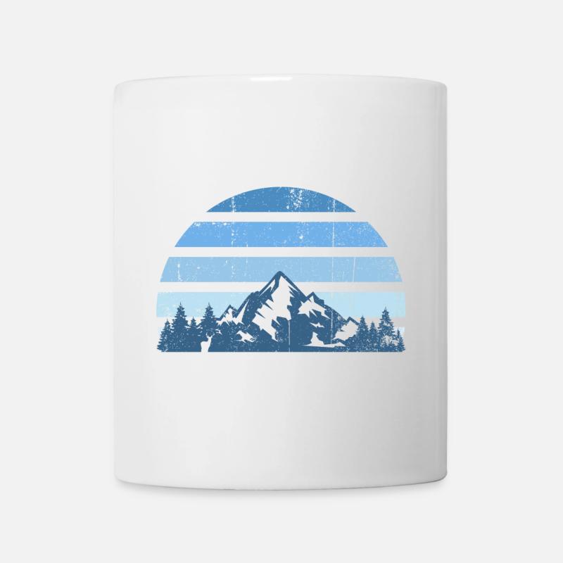 Silhouette de coucher de soleil de montagne en couches - Mug blanc - blanc
