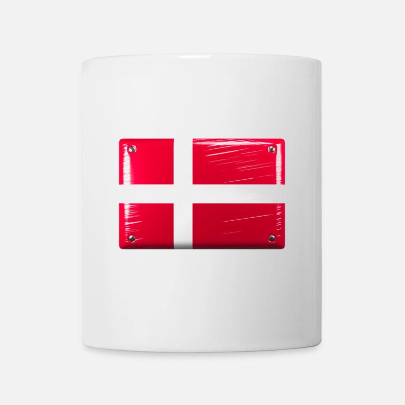 Dänemark Flagge Fahne Dannebrog Blechschild-Optik - Tasse - Weiß