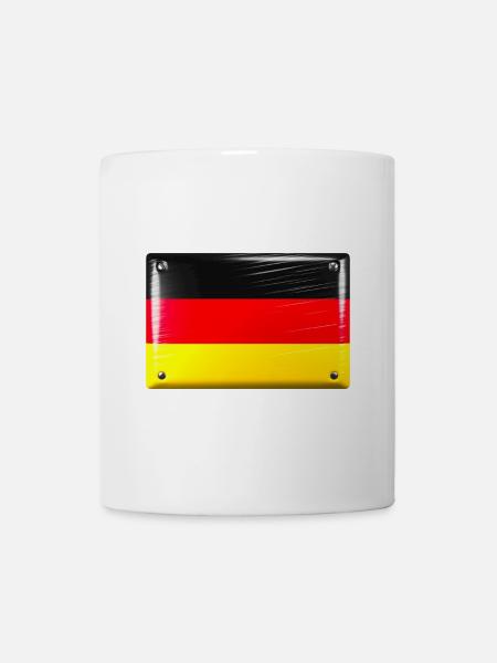 Deutschland Flagge Fahne Blechschild-Optik - Tasse - Weiß