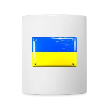 Ukraine blau gelb Flagge Fahne Blechschild-Optik - Tasse - Weiß - Vorne