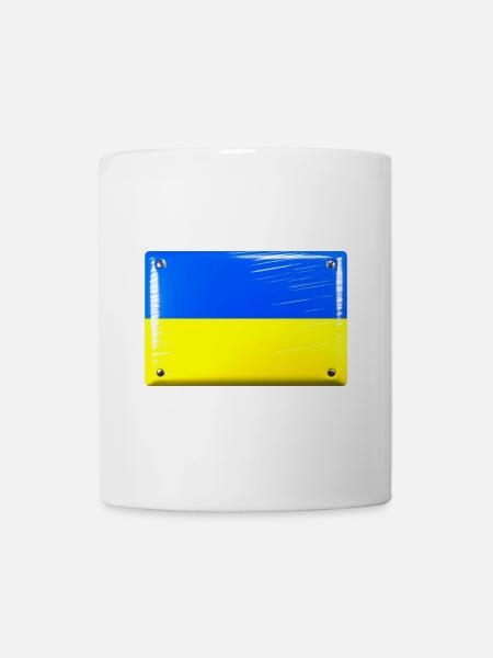 Ukraine Blue Yellow Flag Flag Tin Sign Look - Mug - white