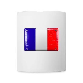 Frankreich Flagge Fahne Blechschild-Optik - Tasse - Weiß - Vorne