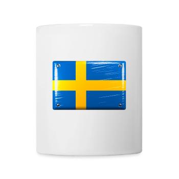 Schweden Flagge Fahne Blechschild-Optik - Tasse - Weiß - Vorne