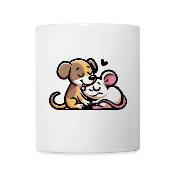 Câlin Chien Et Souris Amoureux - Mug blanc - blanc - Devant