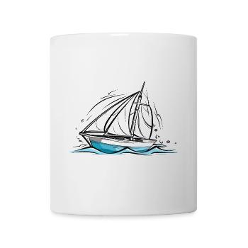 Segelboot Zeichnung - Tasse - Weiß - Vorne