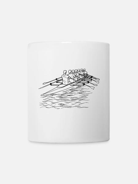 Rudermannschaft Line Art - Tasse - Weiß