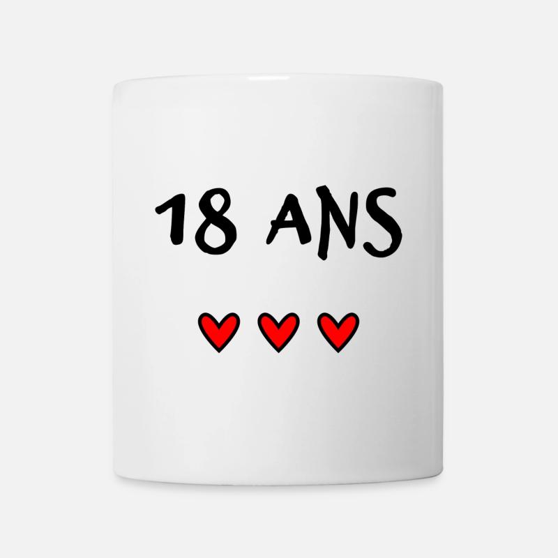18. 18 ANS. 18e ANNIVERSAIRE. ANNIVERSAIRE 18 ANS. - Mug blanc - blanc