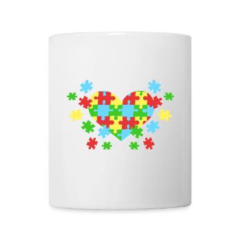 Autismus Puzzleteile Herz - Tasse - Weiß - Vorne