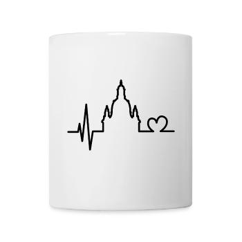 Herzschlag Liebe Dresden Frauenkirche Symbol Logo - Tasse - Weiß - Vorne
