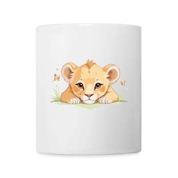Lion cub with butterflies - Mug - white - Front