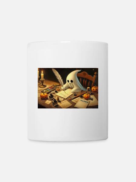 charmanter Geist schreibt Halloween-Einladungen - Tasse - Weiß