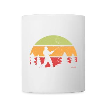 Fischer Retro Motiv mit Sonnenuntergang - Tasse - Weiß - Vorne