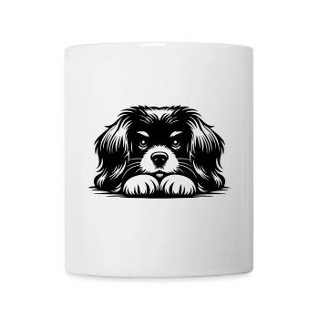 Tête d’épagneul tibétain avec pattes - Mug blanc - blanc - Devant