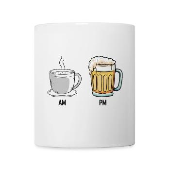 Kaffee und Bier Duo Illustration - Tasse - Weiß - Vorne