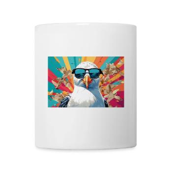 Coole Möwe im Getümmel - Tasse - Weiß - Vorne