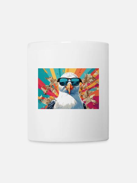 Coole Möwe im Getümmel - Tasse - Weiß