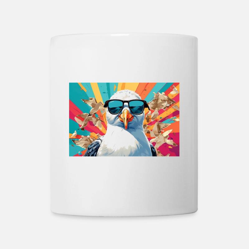 Coole Möwe im Getümmel - Tasse - Weiß