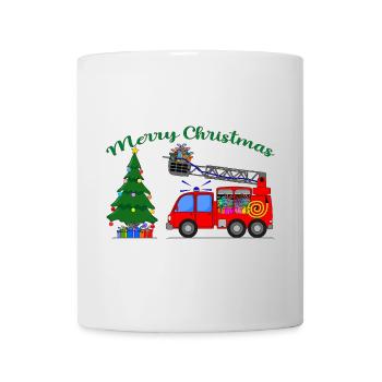 camion de pompiers Joyeux Noël - Mug blanc - blanc - Devant