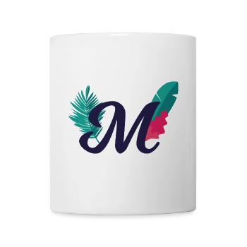 Eleganter Buchstabe 'M' mit Blumen - Tasse - Weiß - Vorne