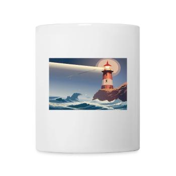 Leuchtturm bei Nacht - Tasse - Weiß - Vorne