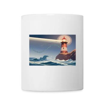 Leuchtturm bei Nacht - Tasse - Weiß - Vorne
