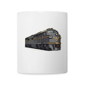 Klassische Diesellok - Retro Eisenbahn Kunstwerk - Tasse - Weiß - Vorne