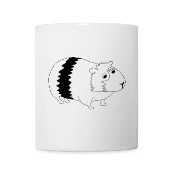 Meerschweinchen - Grafik schwarz-weiss - Tasse - Weiß - Vorne