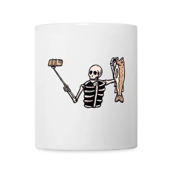 Angeln Skelett Selfie Gross - Tasse - Weiß - Vorne