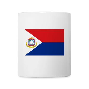 Sint Maarten – Flagge auf rotem und blauem Hintergrund - Tasse - Weiß - Vorne