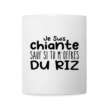 Femme qui adore : Riz. Design Drôle Humour - Mug blanc - blanc - Devant