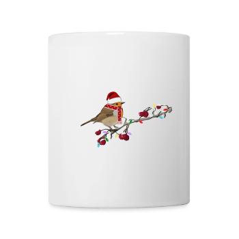 Robin Bird with Fairy Lights Garden Bird - Mug - white - Front