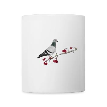 Pigeon bird on a branch birdwatcher - Mug - white - Front