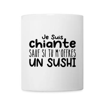 Femme qui adore : Sushi. Design Drôle Humour - Mug blanc - blanc - Devant