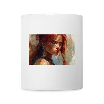 Poster Illustration Kriegerin Frau Rot Sonja - Tasse - Weiß - Vorne