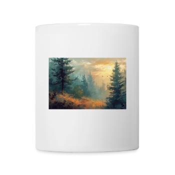 Waldlandschaft Illustration Poster - Tasse - Weiß - Vorne