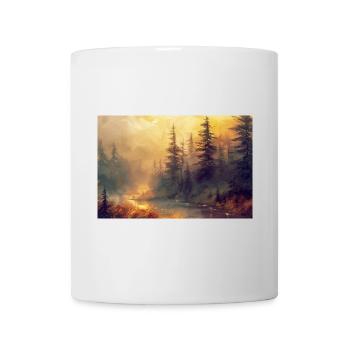 Waldlandschaft Illustration Poster - Tasse - Weiß - Vorne