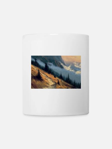 Poster Illustration Paysage de Montagne - Mug blanc - blanc
