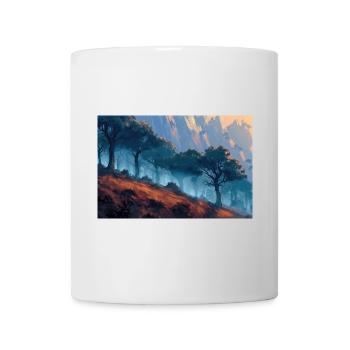 Waldlandschaft Illustration Poster - Tasse - Weiß - Vorne