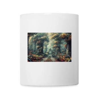 Waldlandschaft Illustration Poster - Tasse - Weiß - Vorne