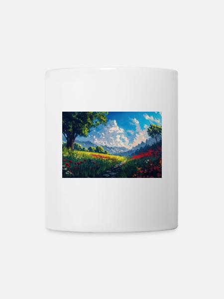 Nature Landscape Illustration Poster - Mug - white